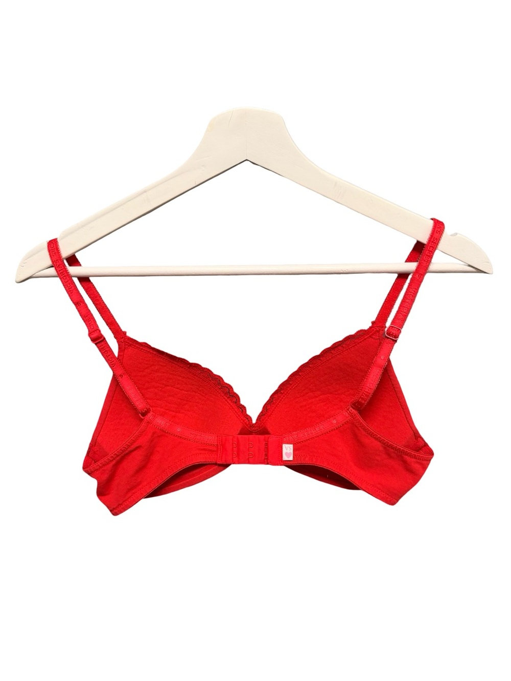 Victoria's Secret Cotton Lingerie Lined No-Wire Lace Trim Bra Red 34A - Picture 4 of 5